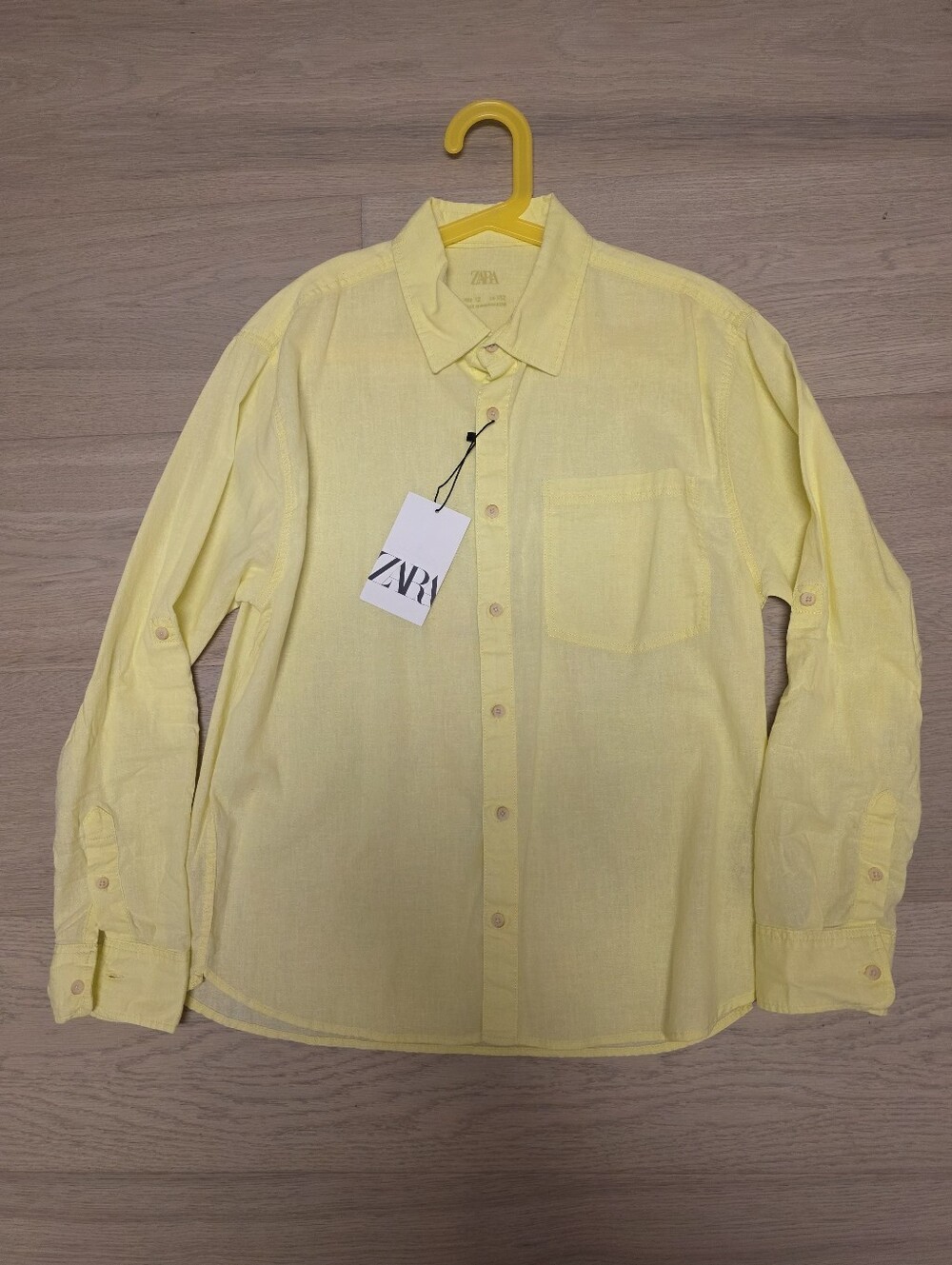 NWT Zara Kids Butter Yellow Linen Button Down Shirt Size 11 - 12